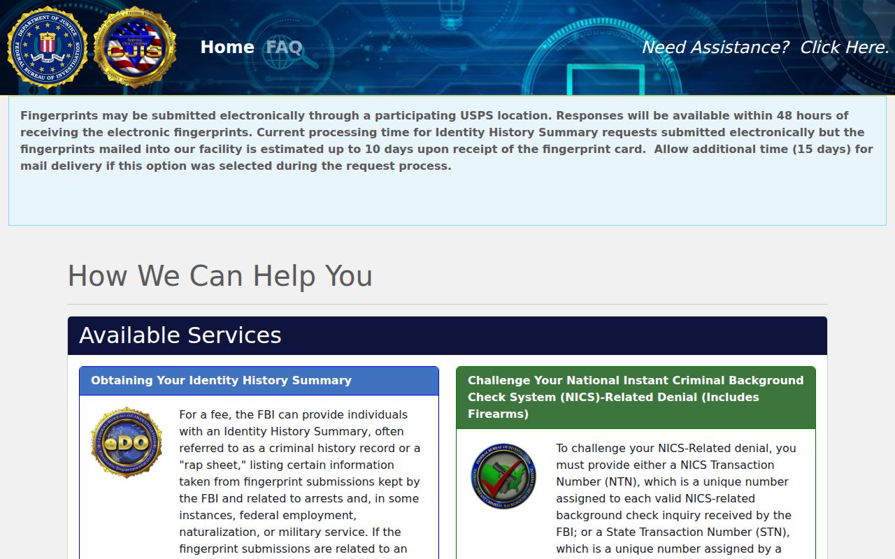 Green County arrest record self-review through FBI EDO