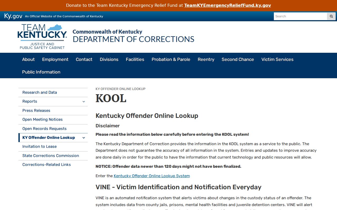 Green County arrest custody information through KOOL and VINE