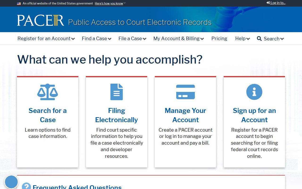 Federal Green County court case lookup through PACER