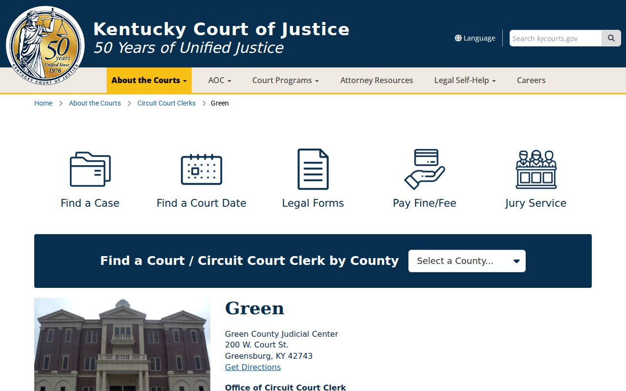 Green County court case records at the Judicial Center