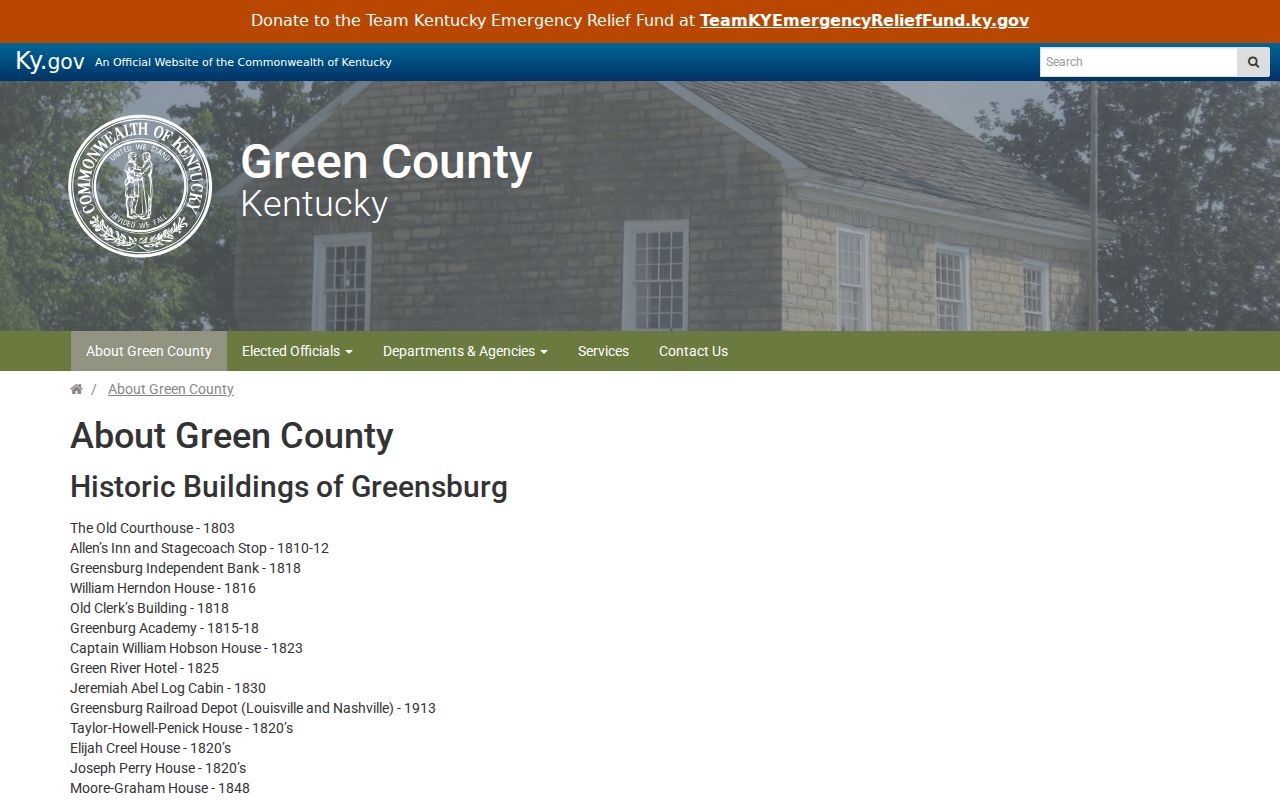 Official Green County courthouse history and early county record setting