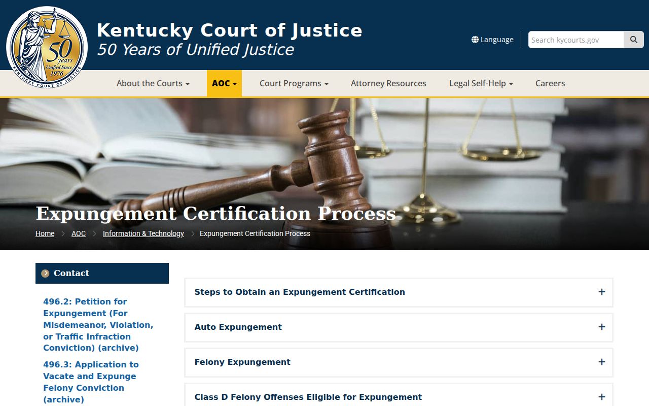 Kentucky expungement process for eligible Green County criminal records